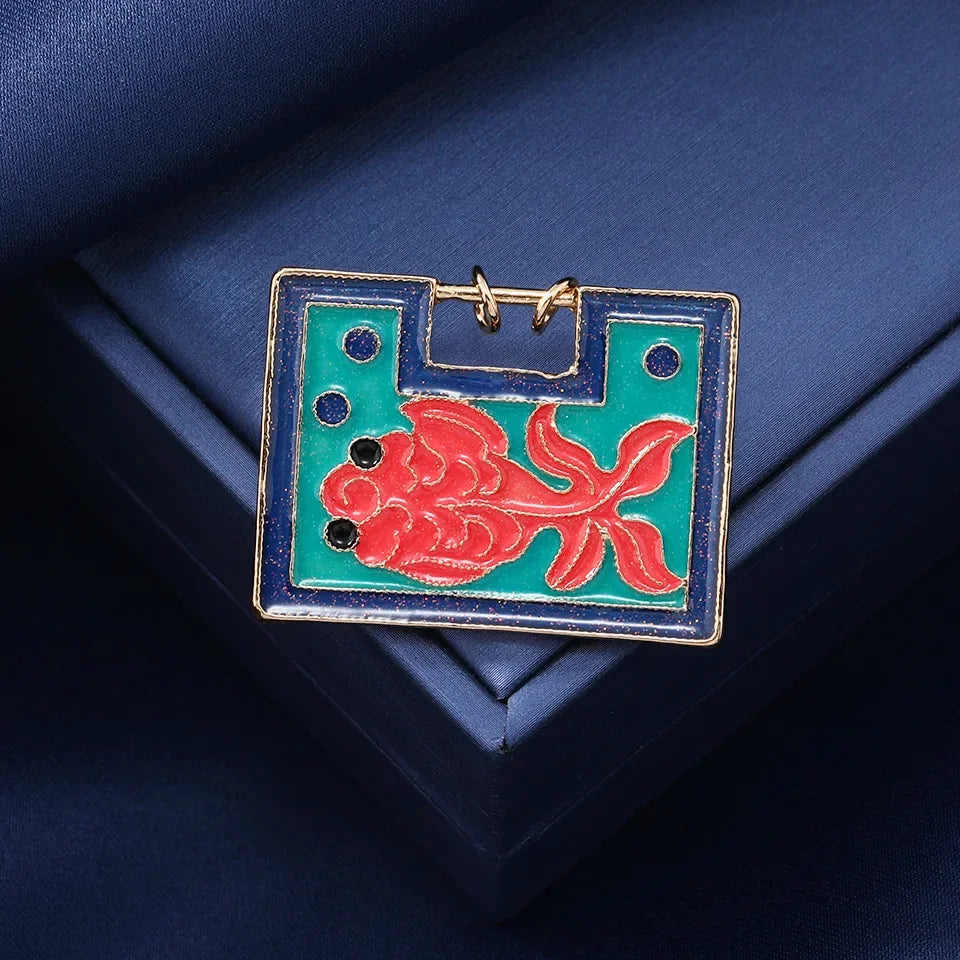 Vintage Enamel Drop Oil Sunflower Geometric Brooch Imitation Pearl Starry Sky Cat Tassel Badge Men/Women's Clothing Accessories