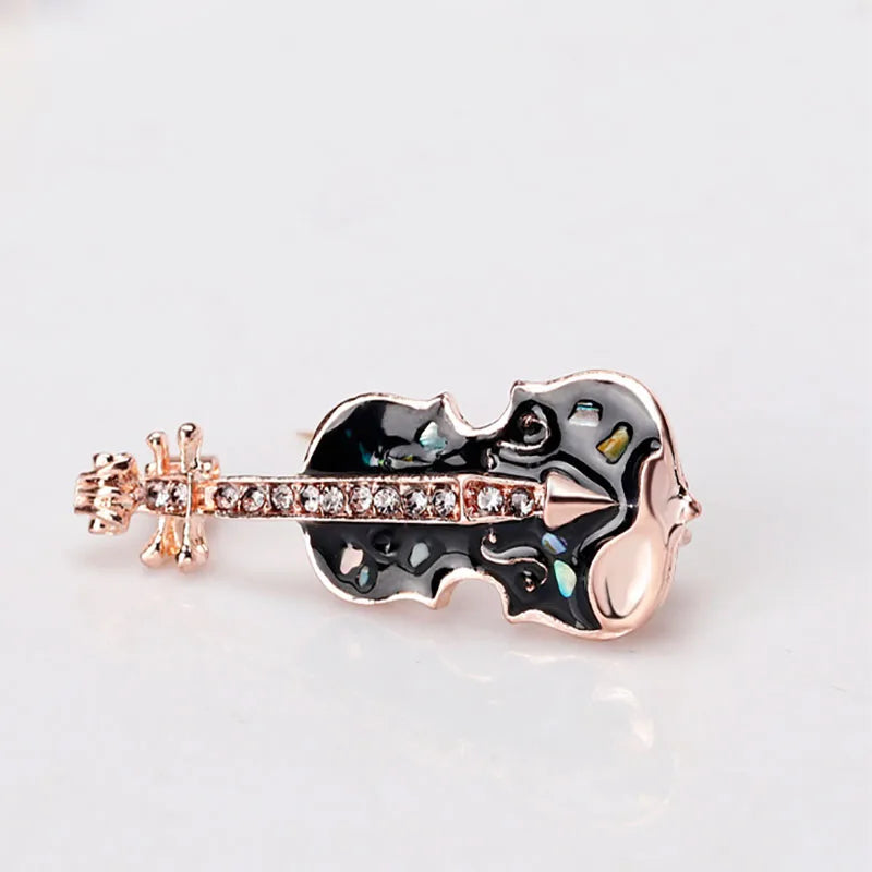 High-end personality guitar violin brooch drip oil painted shell corsage pin ladies brooch