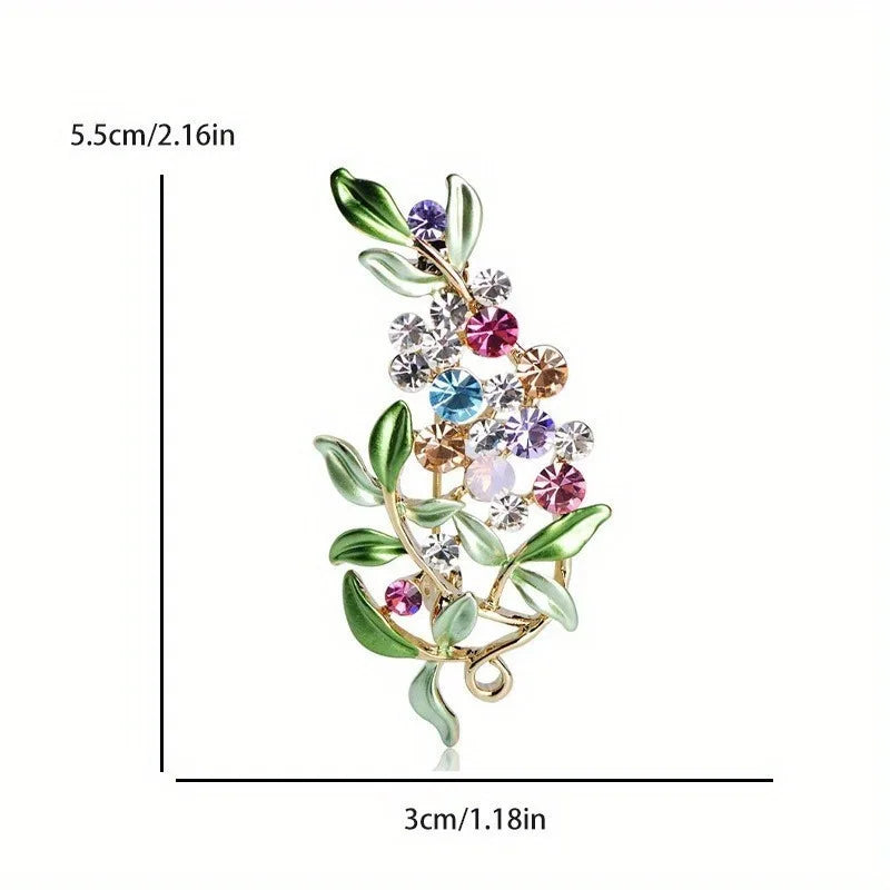Women Flower Enamel Brooch Jewelry Crystal Garment Dress Accessories Pin