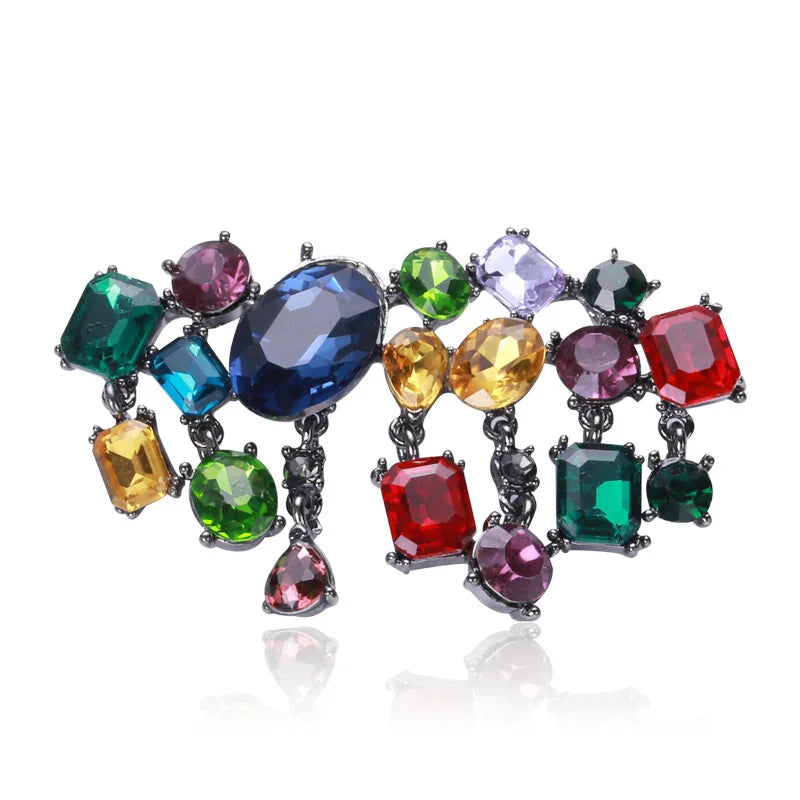 Exaggerate Refined Personality Fashion Crystal Glass Brooch Temperament Versatile Cardigan Sweater Pin Suit Coat Corsage