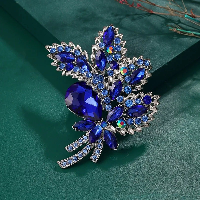 Women Large Crystal Brooch Retro Luxury Rhinestone Corsage