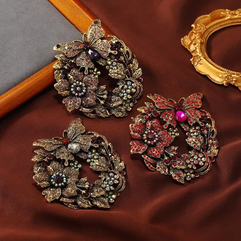 Baroque Retro Alloy Large Heavy Duty Butterfly Wreath Brooch Temperament Men And Women's Suit Clothing Accessories Corsage