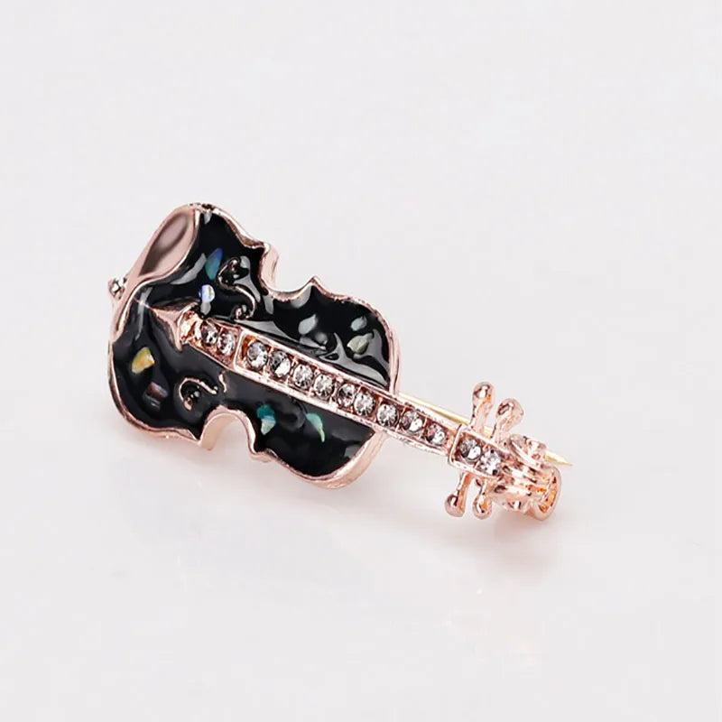 High-end personality guitar violin brooch drip oil painted shell corsage pin ladies brooch
