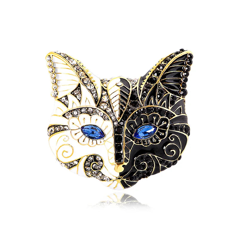 Women Men Cat Mask Enamel Painting Brooches Drip Oil Badges Accessories