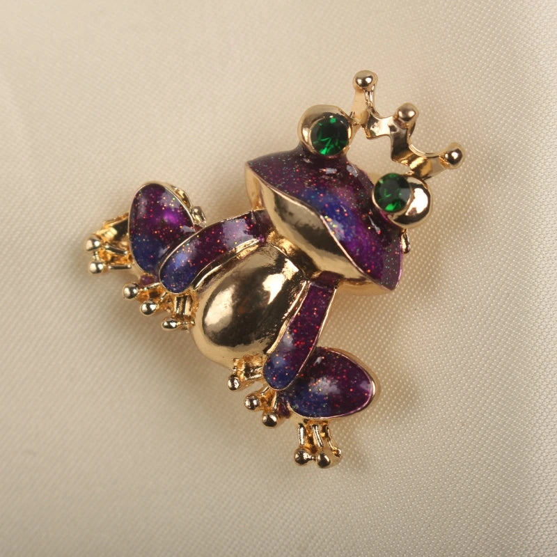 European And American Fashion Crowns Cute Frog Brooches Creative Oil Dripping Animal Badges Men/Women's Clothing Accessories