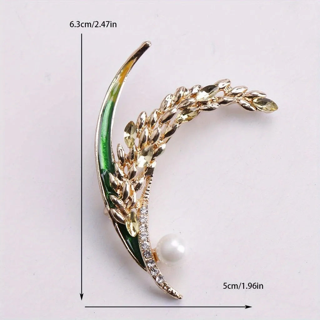 Luxury Rhinestone Wheat Ear Brooch Collar Pins for Suit Shining Women Men's Party Brooches Jewelry