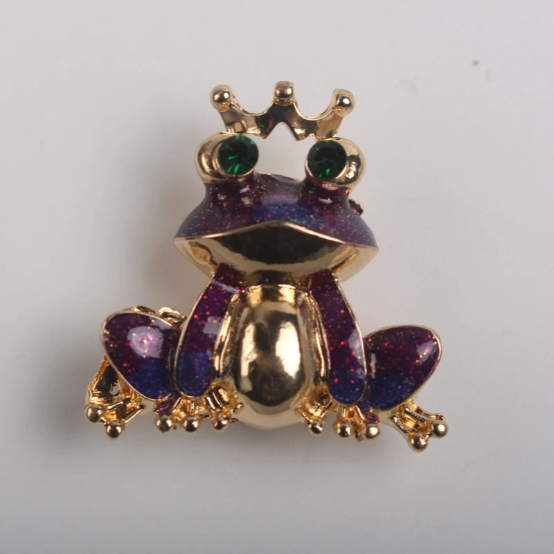 European And American Fashion Crowns Cute Frog Brooches Creative Oil Dripping Animal Badges Men/Women's Clothing Accessories