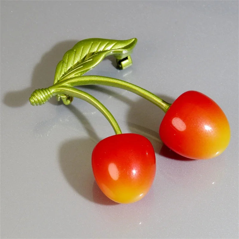 Simple brooch temperament elegant cherry plant bouquet pin women's accessories silk scarf buckle