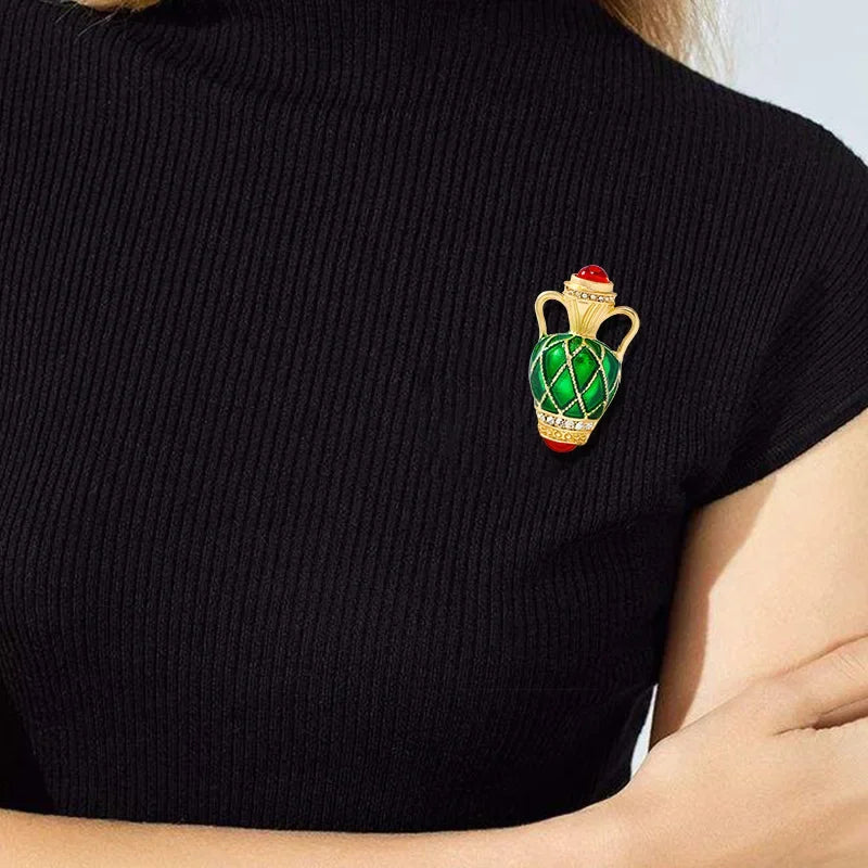 Enamel Color Retro Perfume Bottle Brooch Luxury Personality Alloy Small Pot Badge Corsage Men And Women Clothing Accessories