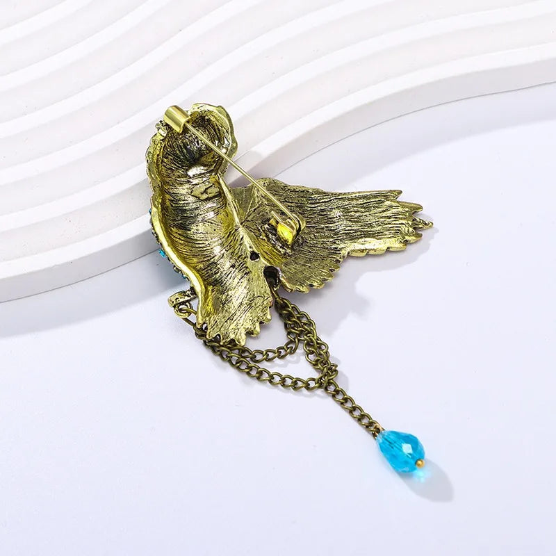 Retro Parrot Pendant Brooch Exaggerated Temperament Personality Water Diamond Bird Animal Emblem Unisex Clothing Accessories