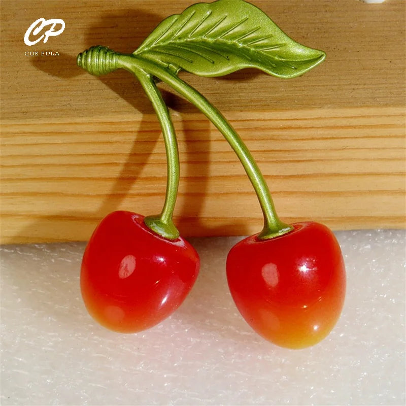 Simple brooch temperament elegant cherry plant bouquet pin women's accessories silk scarf buckle