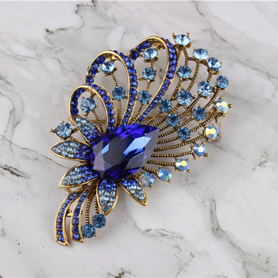 New European and American style high-end rhinestone flower inlaid diamond alloy brooch imitating zircon crystal corsage clothing