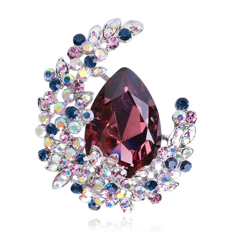 Brooch Ladies High-End Crystal Accessories Retro Atmosphere Suit Corsage Coat Brooch Birthday Gift