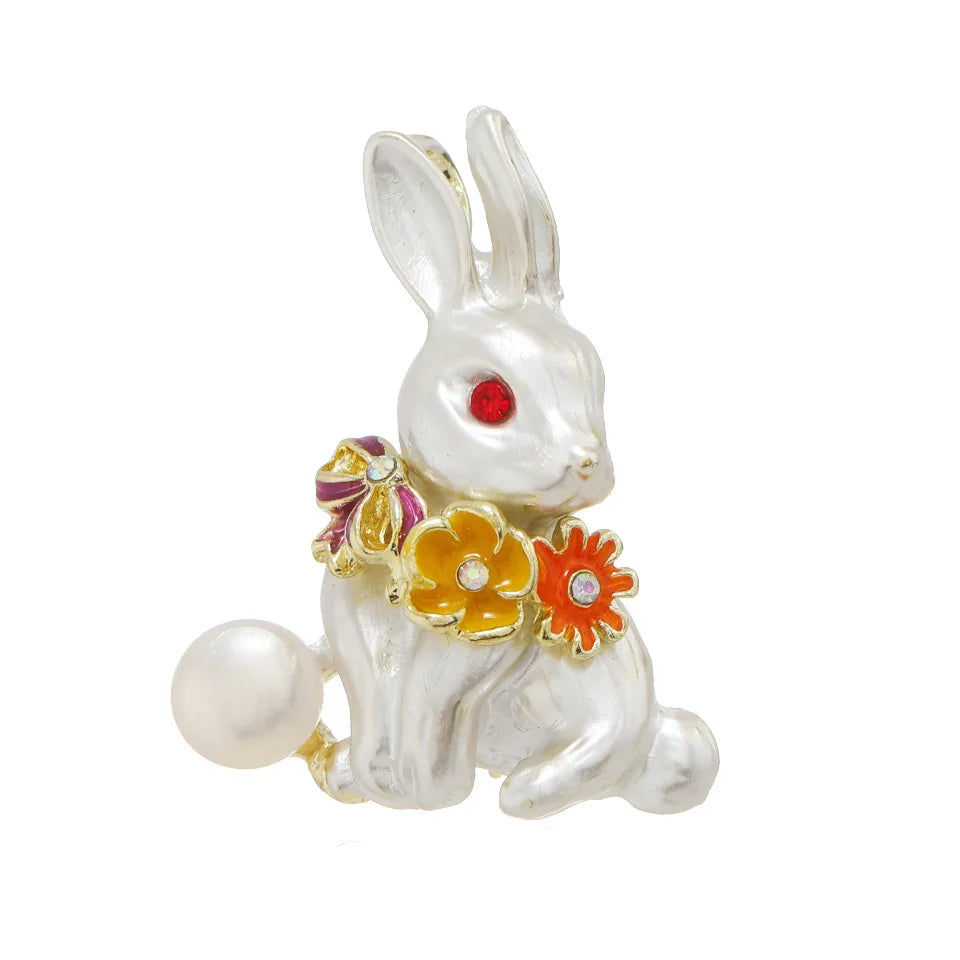 Retro Alloy Rabbit Brooch Pins Female Ins Trendy Party Coller Cute Sweater Brooches Accessories