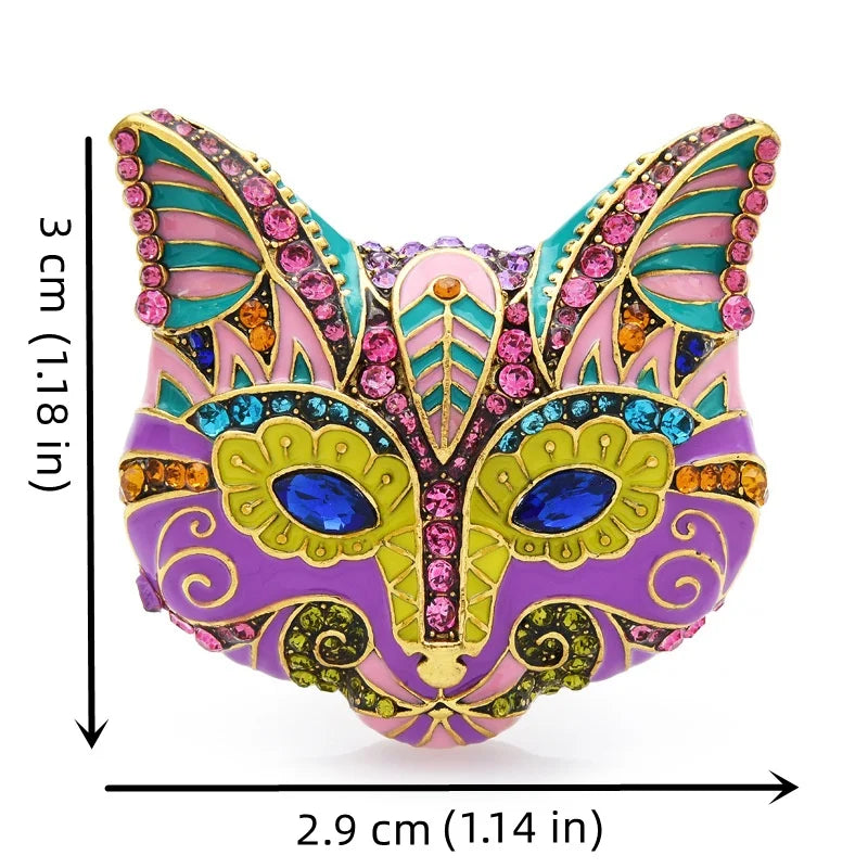 Women Men Cat Mask Enamel Painting Brooches Drip Oil Badges Accessories