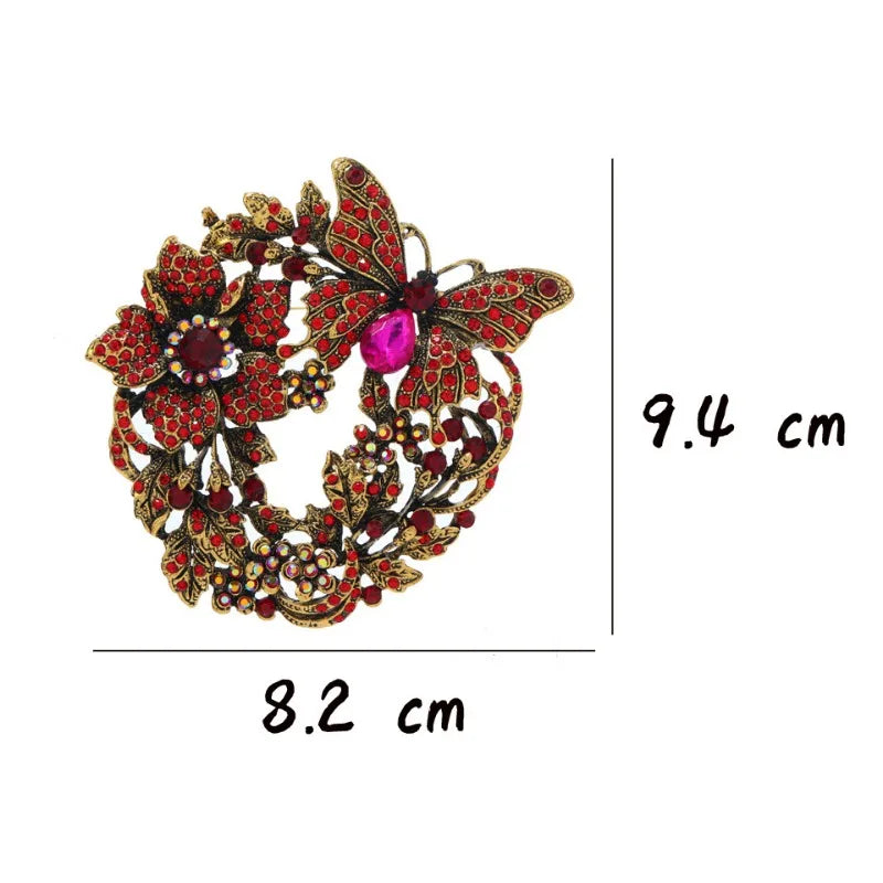 Baroque Retro Alloy Large Heavy Duty Butterfly Wreath Brooch Temperament Men And Women's Suit Clothing Accessories Corsage