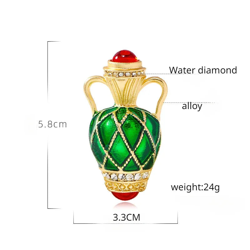 Enamel Color Retro Perfume Bottle Brooch Luxury Personality Alloy Small Pot Badge Corsage Men And Women Clothing Accessories