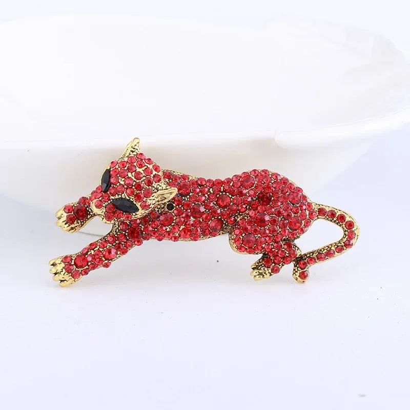 Vintage Fashion Luxury Rhinestone Brooch Personalized Animal Leopard Alloy Emblem Men's And Women's Suit Accessories Pin