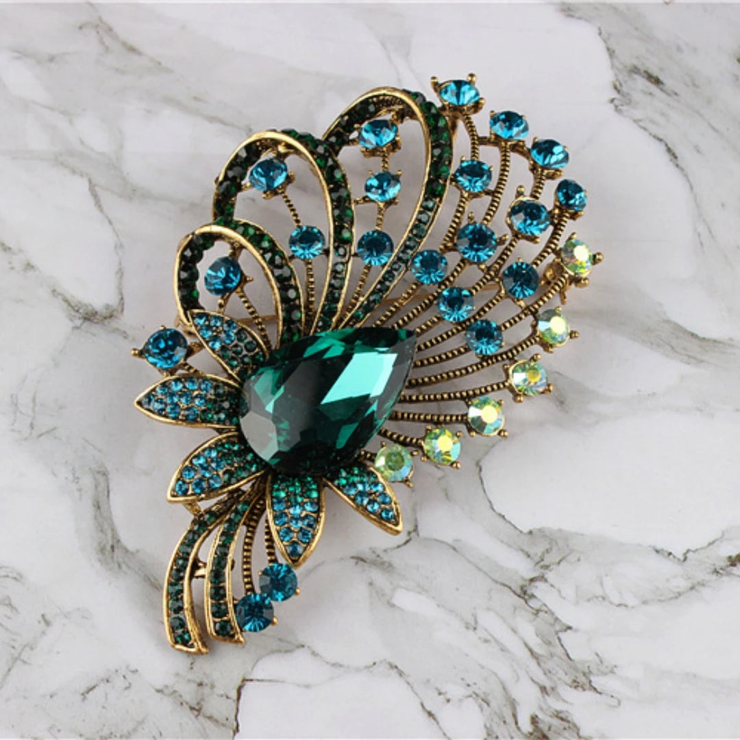 New European and American style high-end rhinestone flower inlaid diamond alloy brooch imitating zircon crystal corsage clothing
