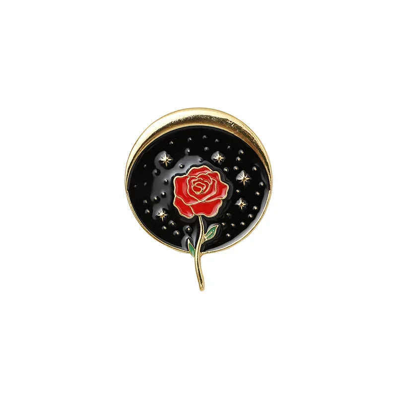 Vintage Enamel Drop Oil Sunflower Geometric Brooch Imitation Pearl Starry Sky Cat Tassel Badge Men/Women's Clothing Accessories