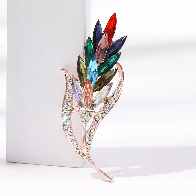 Luxury Rhinestone Wheat Ear Brooch Collar Pins for Suit Shining Women Men's Party Brooches Jewelry