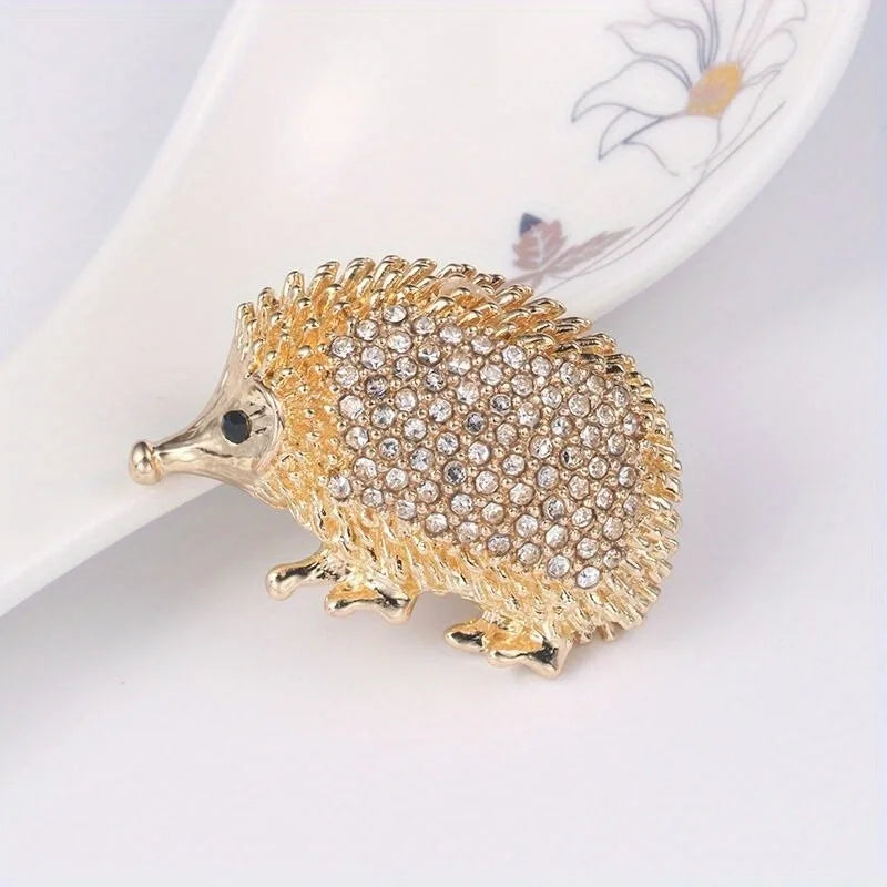 Creative Hedgehog Brooch Fashion Rhinestones Cartoon Animal Corsage Retro Buckle Pin