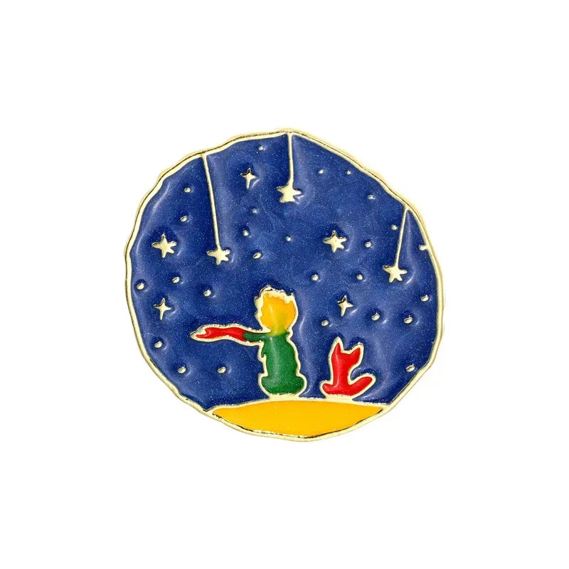 Vintage Enamel Drop Oil Sunflower Geometric Brooch Imitation Pearl Starry Sky Cat Tassel Badge Men/Women's Clothing Accessories