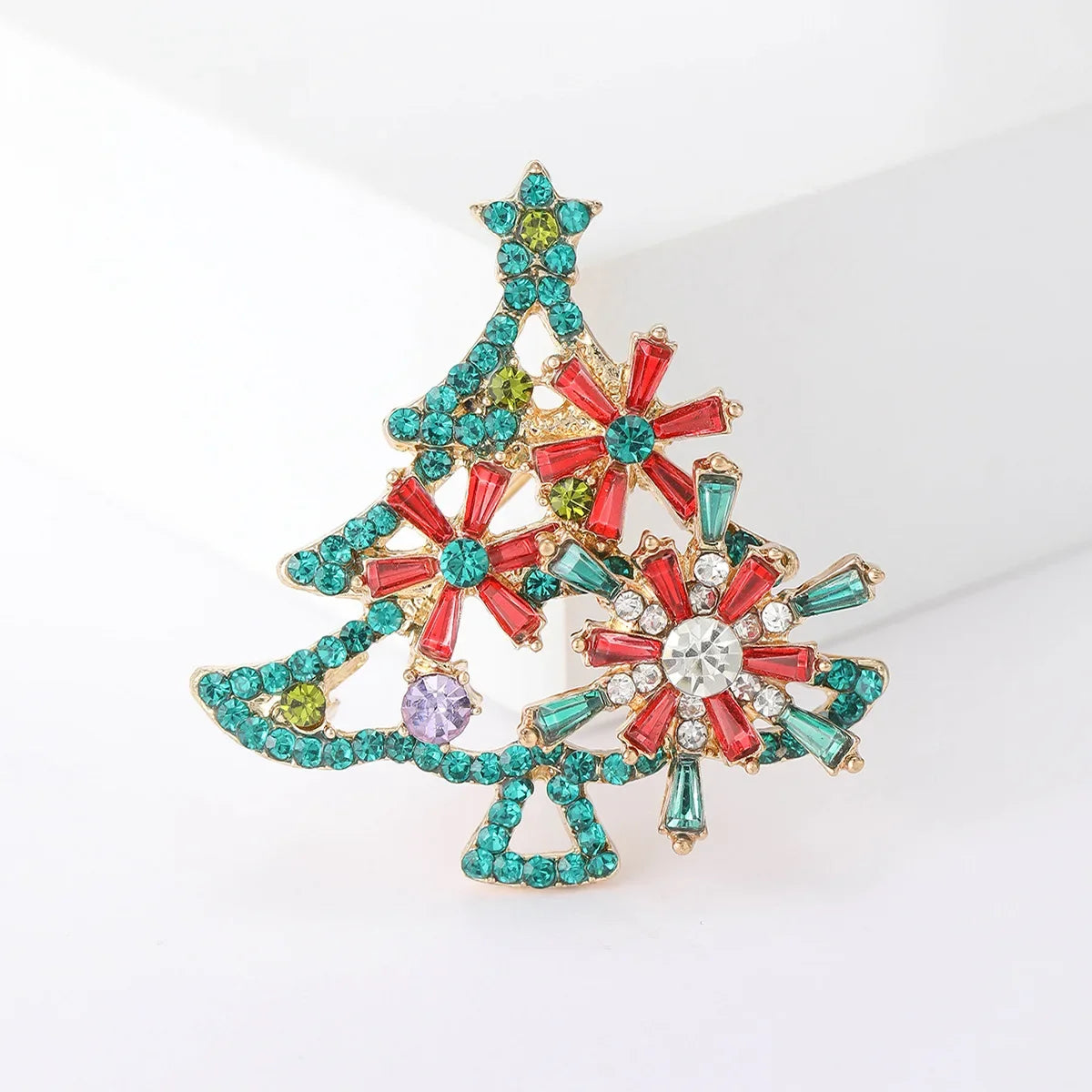 Vintage Fashion Drip Oil Christmas Tree Breast Needle Alloy Water Diamond Plant Emblem Men's And Women's Suit Skirt Accessories