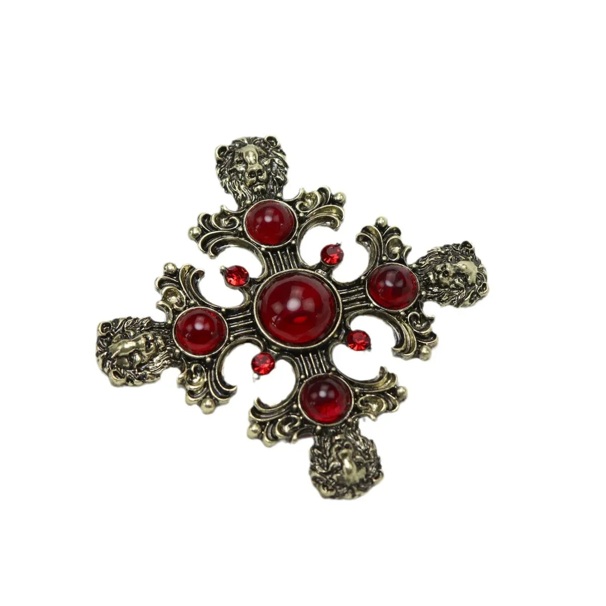 Classic Vintage Vintage Cross Lion Head Brooch Necklace Pendant Dual-use Fashion Old Badge Unisex Clothing Accessories Pins