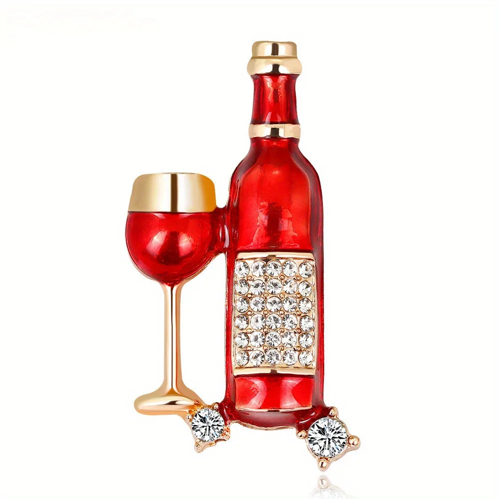 New Hot Selling Fashion Alloy Dripping Oil Wine Bottle Brooch Lady's Corsage