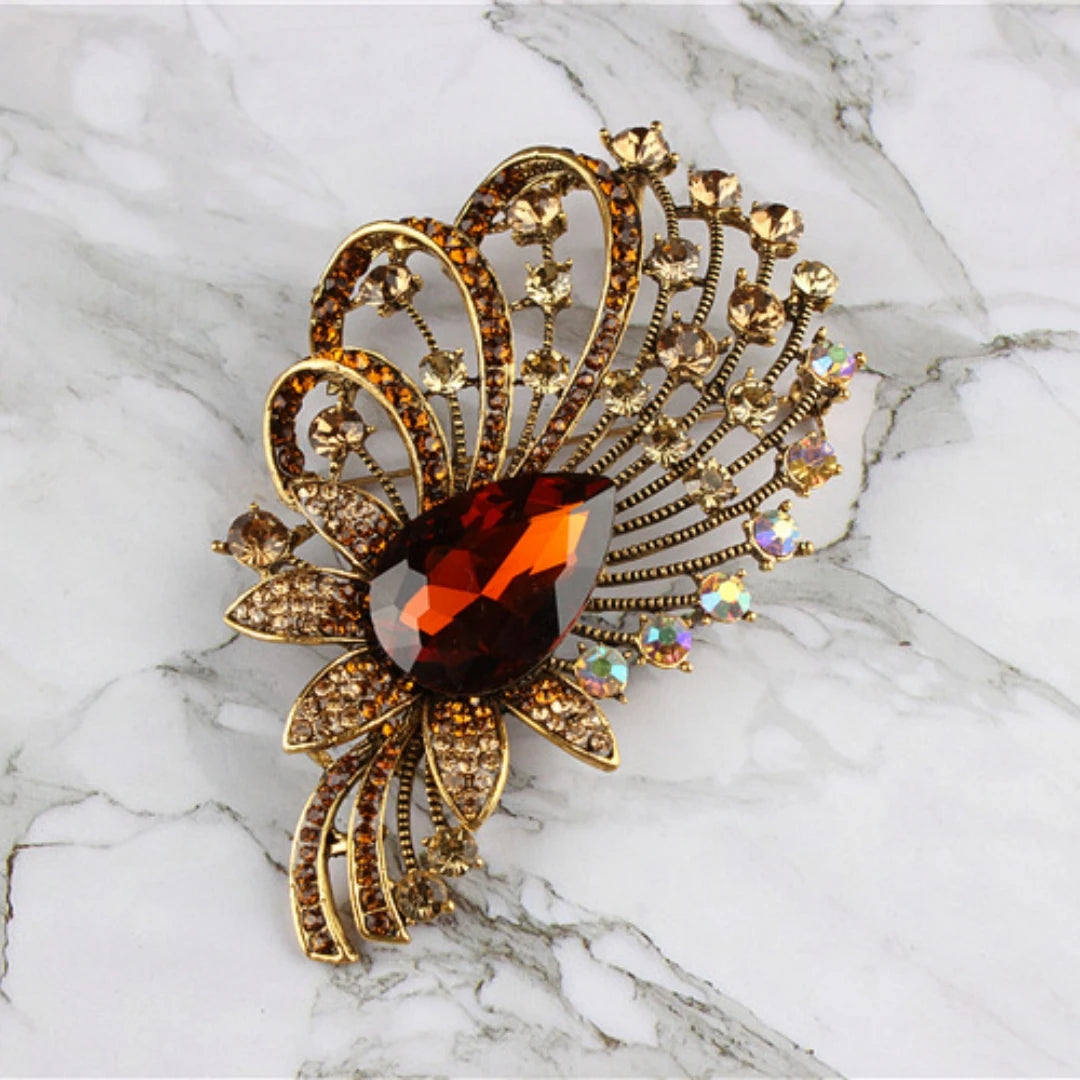 New European and American style high-end rhinestone flower inlaid diamond alloy brooch imitating zircon crystal corsage clothing