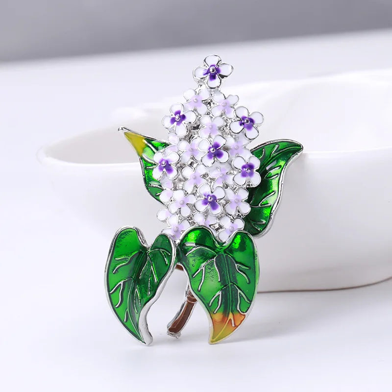 Fashion Retro European And American lilac Brooch Female Wild Clothing Accessories Plant Series Brooch