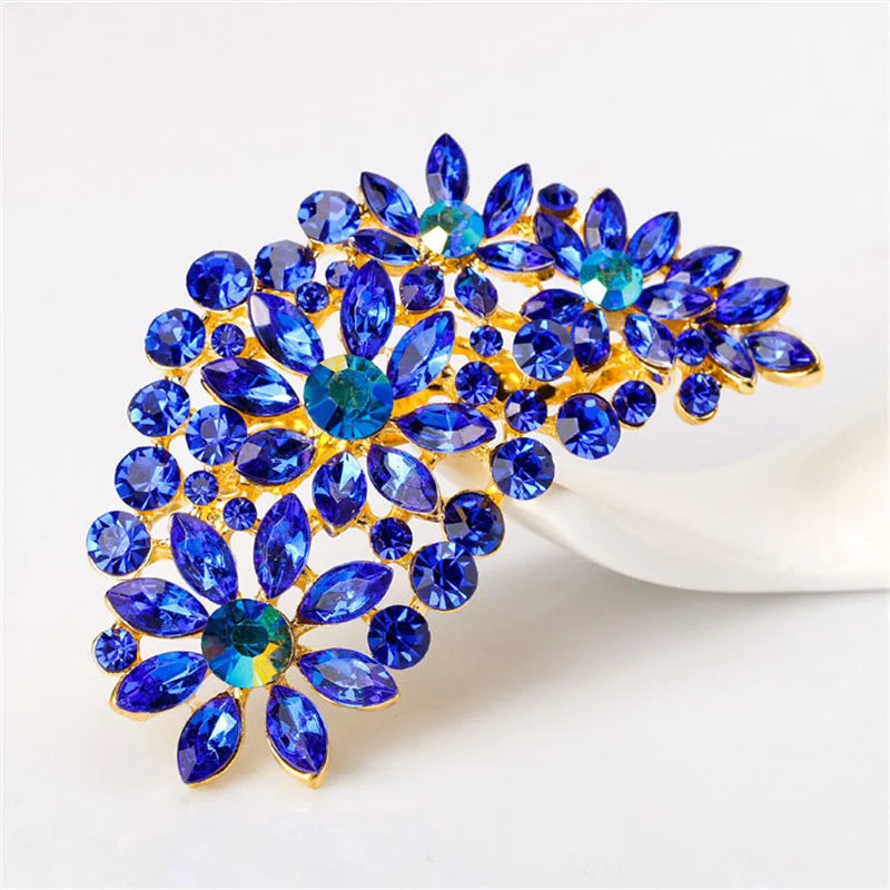 Fashion Exaggeration Luxury Multi-color Feather Rhinestone Brooch Corsage Women's Dress Accessories Jewelry