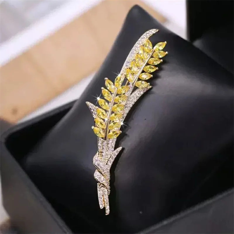 Gold Coloren Wheat Ear Brooch Fresh And Natural Wind Triticum Aestivum Badge Fashion Men/Women's Clothing  Accessories