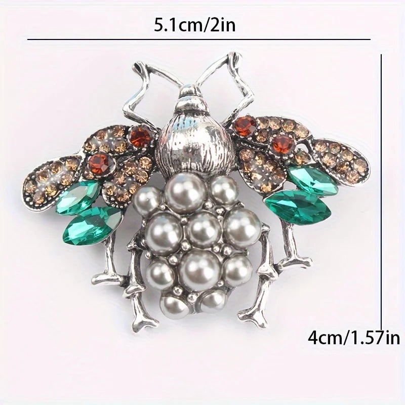 Personalized Retro Imitation Pearl Simple Little Bee Brooch Fashionable Exquisite Insect Emblem Men Women's Clothing Accessories