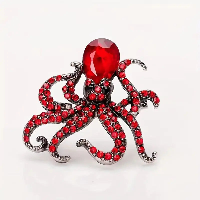 Vintage Polished Octopus Brooch Metal Badge Women Men Jewelry Party Accessories