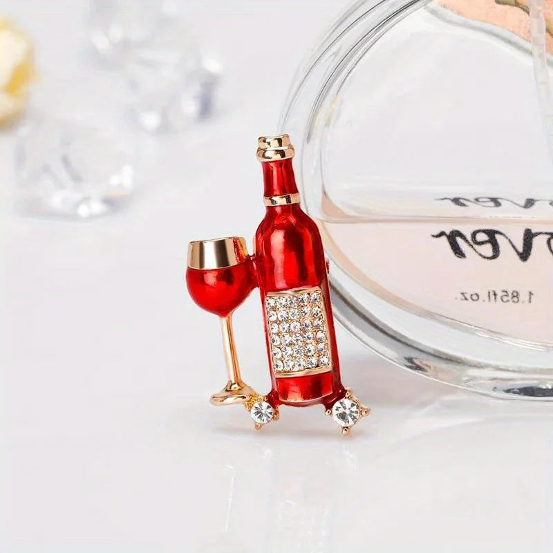 New Hot Selling Fashion Alloy Dripping Oil Wine Bottle Brooch Lady's Corsage