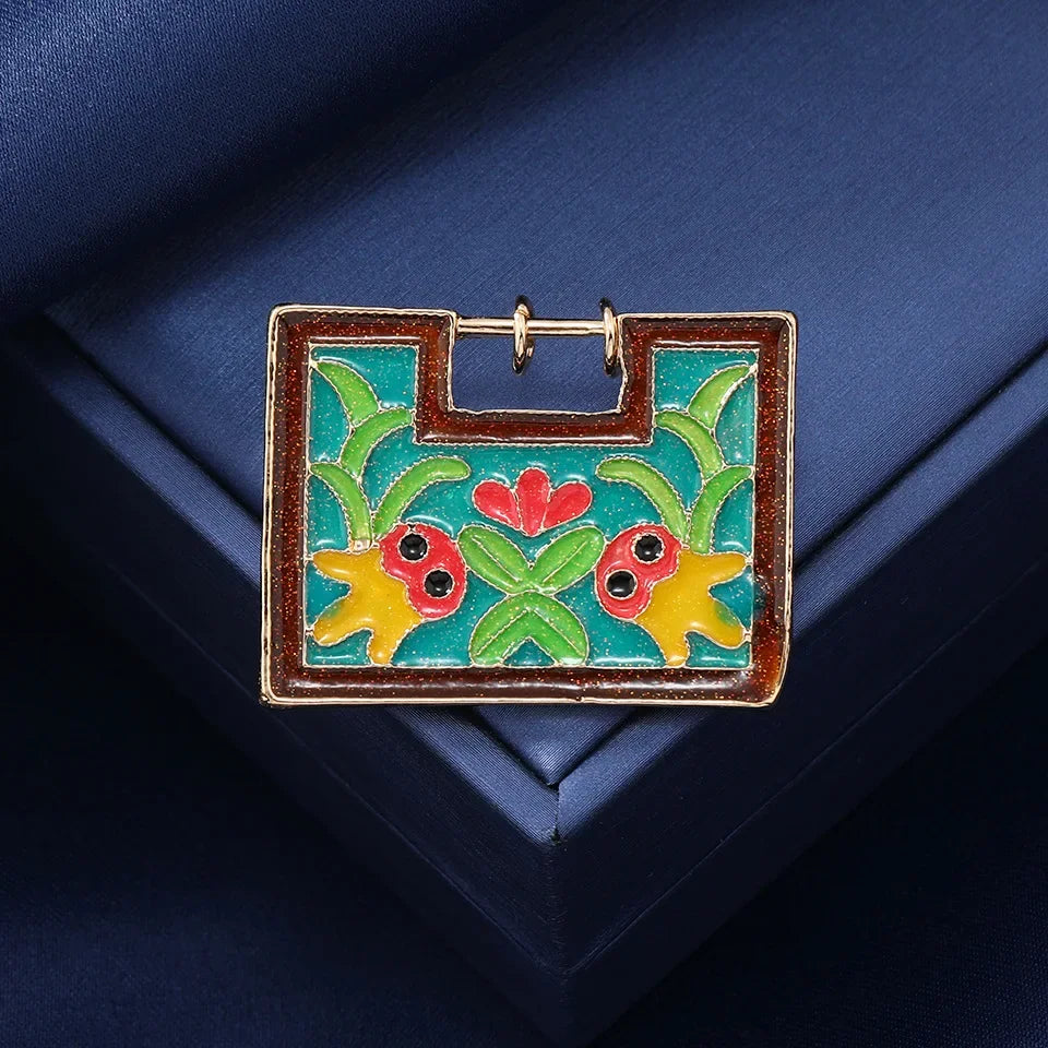 Vintage Enamel Drop Oil Sunflower Geometric Brooch Imitation Pearl Starry Sky Cat Tassel Badge Men/Women's Clothing Accessories