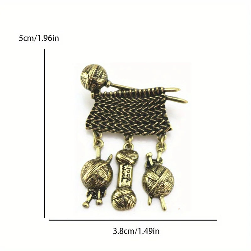 Vintage Sweater Brooch Alloy Ball Of Yarn Tassel Corsage Fashion Simple Coat Accessories