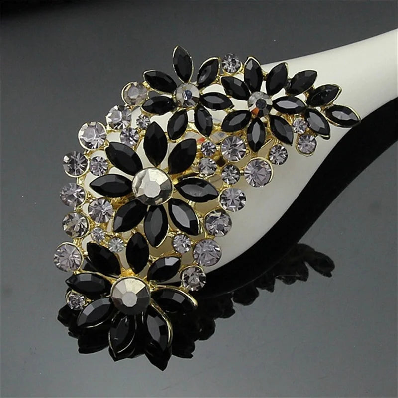 Fashion Exaggeration Luxury Multi-color Feather Rhinestone Brooch Corsage Women's Dress Accessories Jewelry