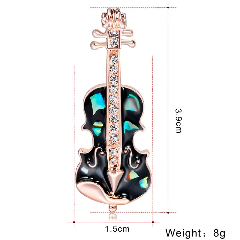High-end personality guitar violin brooch drip oil painted shell corsage pin ladies brooch