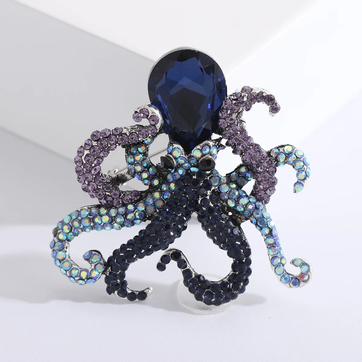 Vintage Polished Octopus Brooch Metal Badge Women Men Jewelry Party Accessories